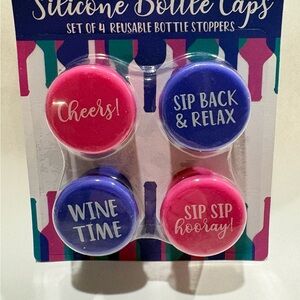 Silicone Bottle Caps Set - Pink and Blue